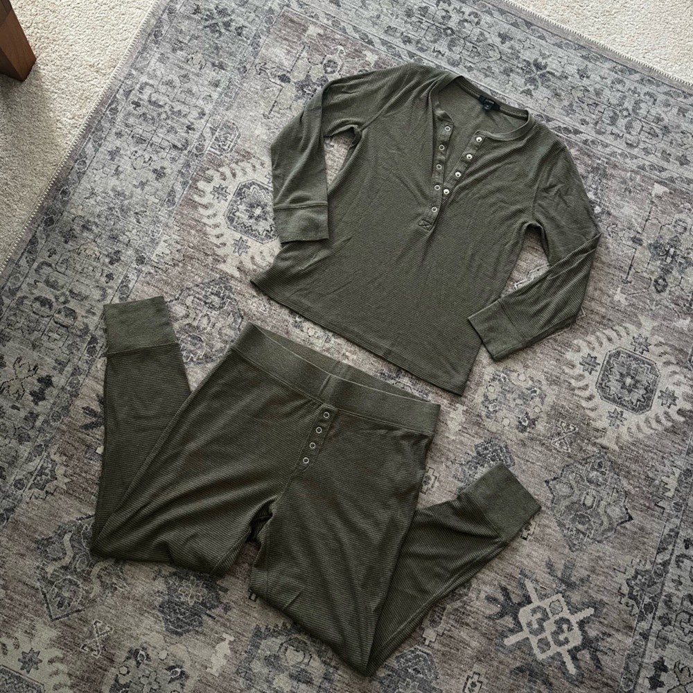 J Crew Waffled Knit Longjohns Set Medium M Md
